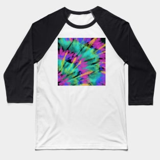 Tie Dye Sunburst Disco Pink Green Blue Baseball T-Shirt